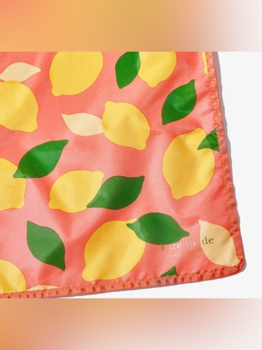 Kate Spade New York Lemon Print Picnic Blanket Sheet Orange Yellow New 60x54